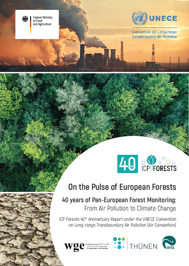 Deckblatt der 40-Jahre-Jubiläumsbroschüre von ICP Forests